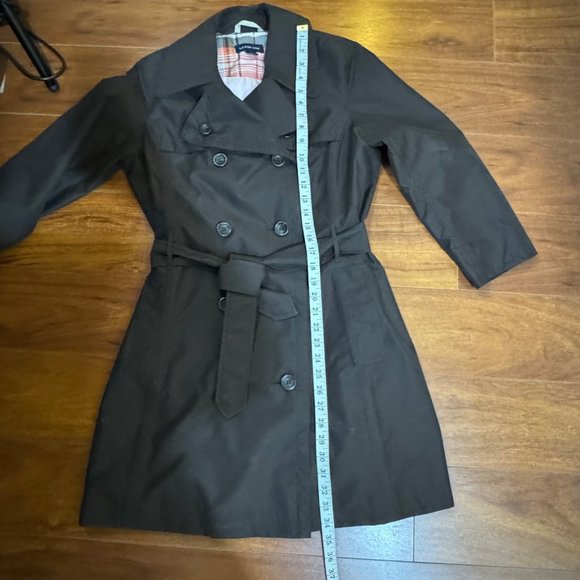 Lands End Double Breasted Belted Brown Women's Trench Coat XS Water Resistant - Picture 11 of 14